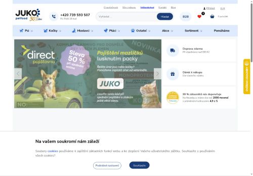 Webové stránky JUKO petfood s.r.o., Sokolnice