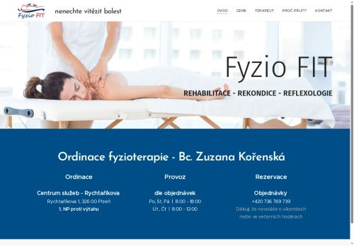 Zobrazit webové stránky Ordinace fyzioterapie FyzioFIT Plzeň - Bc. Zuzana Kořenská