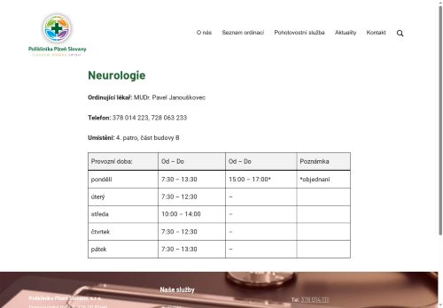 Zobrazit webové stránky Neurologická ambulance - MUDr. Pavel Janouškovec
