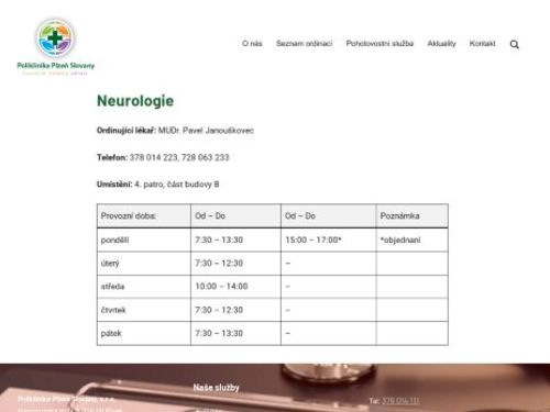 Neurologická ambulance - MUDr. Pavel Janouškovec