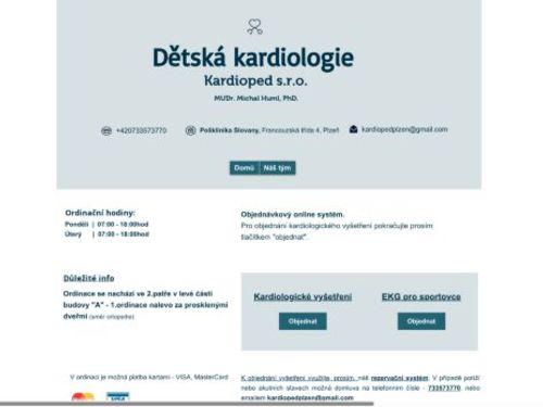 Ambulance dětské kardiologie Kardioped s.r.o. - MUDr. Michal Huml, PhD.