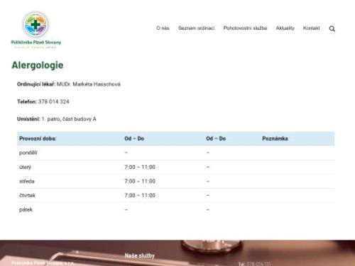 Alergologická ambulance - MUDr. Markéta Hasschová