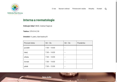 Zobrazit webové stránky Interní a revmatologická ambulance - MUDr. Andrea Faiglová