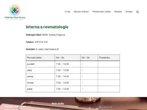 Interní a revmatologická ambulance - MUDr. Andrea Faiglová