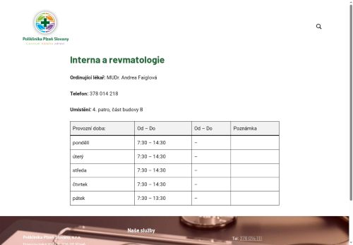 Zobrazit webové stránky Interní a revmatologická ambulance - MUDr. Andrea Faiglová
