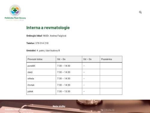 Interní a revmatologická ambulance - MUDr. Andrea Faiglová