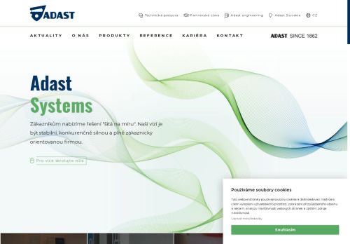 Webové stránky Adast Systems, a.s., Adamov