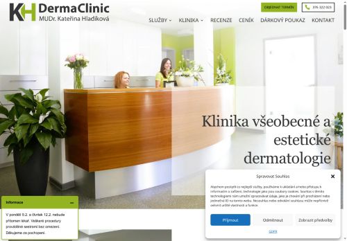 Webové stránky MUDr. Kateřina Hladíková. Ambulance pro choroby kožní a pohlavní s.r.o., Klatovy