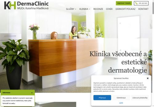 Webové stránky MUDr. Kateřina Hladíková. Ambulance pro choroby kožní a pohlavní s.r.o., Klatovy