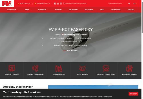 Webové stránky FV - Plast, a.s., Bohdalice-Pavlovice