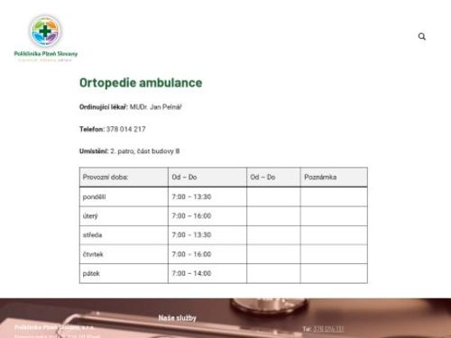Ortopedická ambulance - MUDr. Jan Pelnář