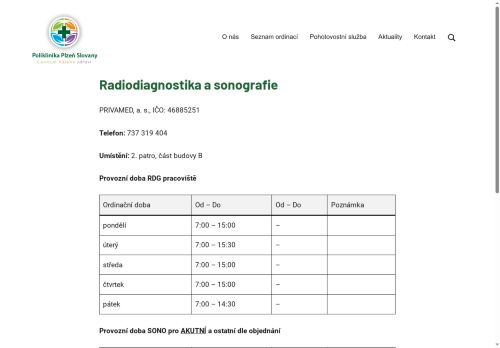 Zobrazit webové stránky Radiodiagnostika a sonografie PRIVAMED - Poliklinika Slovany