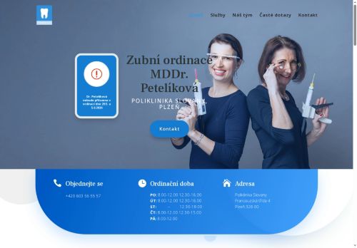 Zobrazit webové stránky Zubní ordinace - MDDr. Adéla Petelíková, MDDr. Eva Kubíková