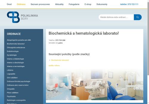 Zobrazit webové stránky Biochemická a hematologická laboratoř - Poliklinika Bory