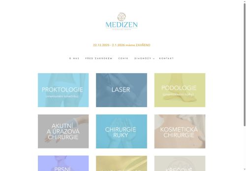 Zobrazit webové stránky Chirurgická ambulance MEDIZEN - MUDr. Zdeněk Zenkl, MUDr. Jiří Prantner, MUDr. Božena Sůvová, MUDr. Robert Lorenc