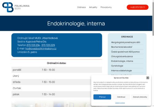 Zobrazit webové stránky Endokrinologická ambulance - MUDr. Jitka Hodková