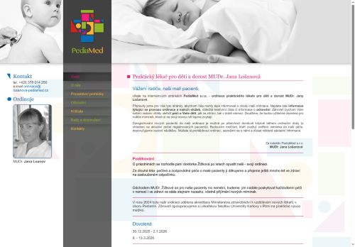 Zobrazit webové stránky Praktický lékař pro děti a dorost PediaMed - MUDr. Jana Lošanová