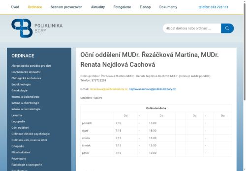Zobrazit webové stránky Oční ordinace - MUDr. Martina Řezáčková, MUDr. Renata Nejdlová Cachová