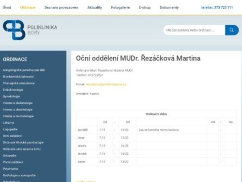 Oční ordinace - MUDr. Martina Řezáčková, MUDr. Renata Nejdlová Cachová