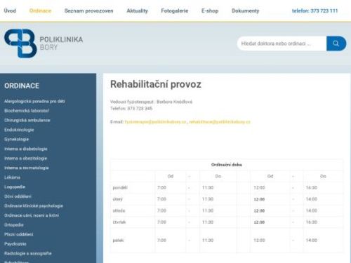 Rehabilitace - Poliklinika Bory