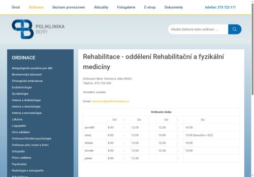 Zobrazit webové stránky Rehabilitační ambulance - MUDr. Jitka Smržová