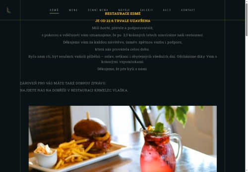 Restaurace ESME s.r.o. nabízí práci na pozici Barman/servírka v obci Dobříš