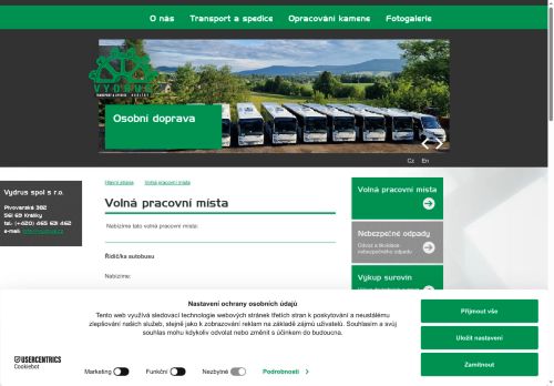 V Y D R U S spol. s r.o. nabízí práci na pozici Řidiči tahačů v obci Příbram