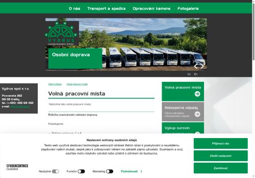 V Y D R U S spol. s r.o. nabízí práci na pozici Řidiči tahačů se sklápěcím návěsem v obci Příbram