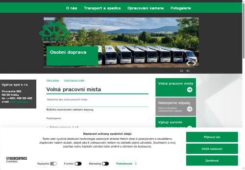 V Y D R U S spol. s r.o. nabízí práci na pozici Řidiči tahačů se sklápěcím návěsem v obci Příbram