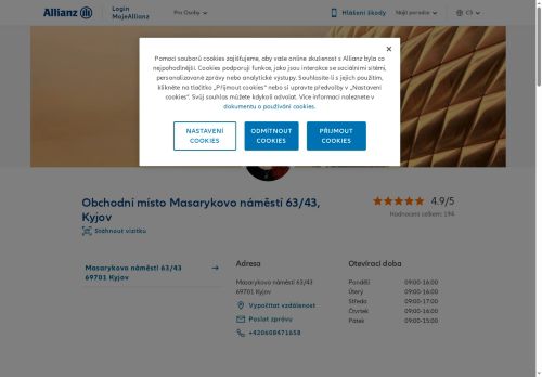 Webové stránky Allianz pojišťovna a.s., Kyjov