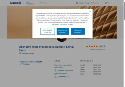 Webové stránky Allianz pojišťovna a.s., Kyjov