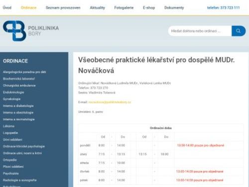 Praktický lékař pro dospělé - MUDr. Ludmila Nováčková, MUDr. Lenka Vařeková