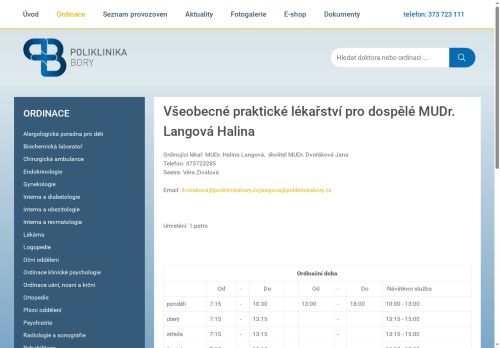 Zobrazit webové stránky Praktický lékař pro dospělé - MUDr. Halina Langová