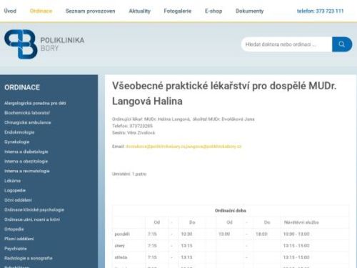 Praktický lékař pro dospělé - MUDr. Halina Langová