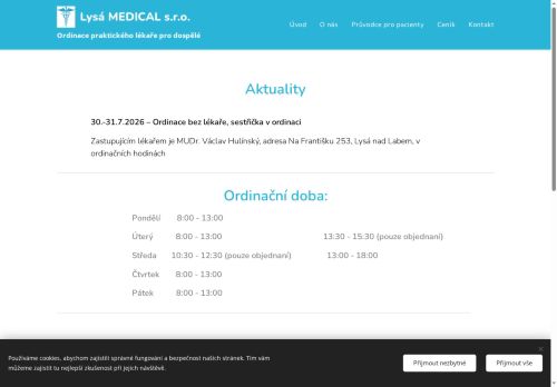 Zobrazit webové stránky Praktický lékař pro dospělé Lysá MEDICAL s.r.o. - MUDr. Luděk Serbus