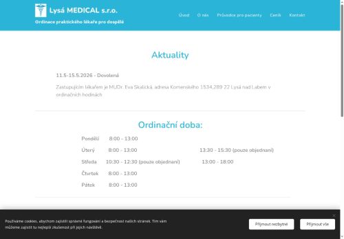 Zobrazit webové stránky Praktický lékař pro dospělé Lysá MEDICAL s.r.o. - MUDr. Luděk Serbus