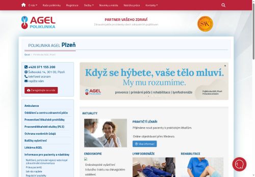 Zobrazit webové stránky Poliklinika AGEL Plzeň