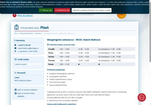 Zobrazit webové stránky Alergologická ambulance - MUDr. Valerie Balínová