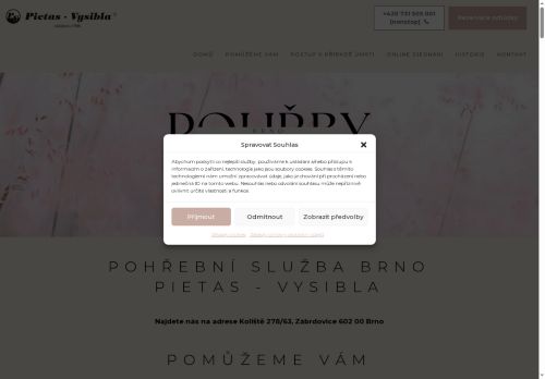 Zobrazit webové stránky Pohřební služba Brno - PIETAS - VYSIBLA