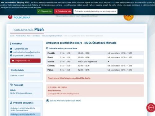 Praktický lékař pro dospělé - MUDr. Michaela Šťástková