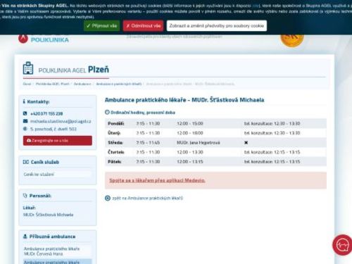 Praktický lékař pro dospělé - MUDr. Michaela Šťástková