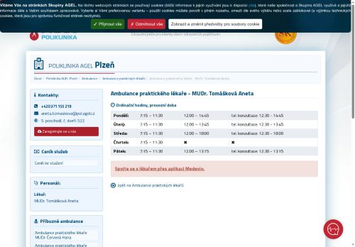 Zobrazit webové stránky Praktický lékař pro dospělé - MUDr. Aneta Tomášková