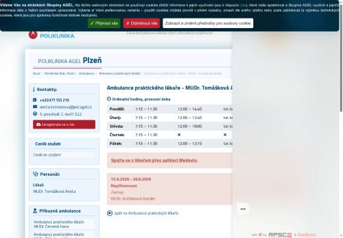 Zobrazit webové stránky Praktický lékař pro dospělé - MUDr. Aneta Tomášková