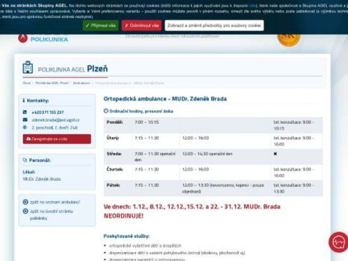 Ortopedická ambulance - MUDr. Zdeněk Brada