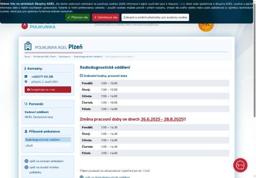 Zobrazit webové stránky Radiodiagnostické oddělení - Poliklinika AGEL