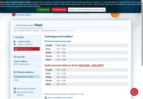 Zobrazit webové stránky Radiodiagnostické oddělení - Poliklinika AGEL