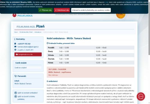 Zobrazit webové stránky Kožní ambulance - MUDr. Tamara Skalová