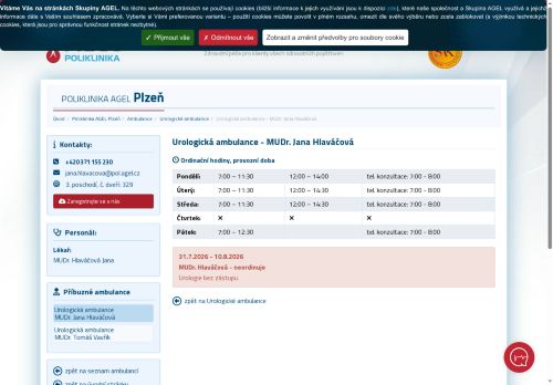 Zobrazit webové stránky Urologická ambulance - MUDr. Jana Hlaváčová