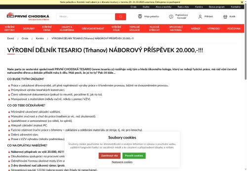 Webové stránky PRVNÍ CHODSKÁ s.r.o., Trhanov