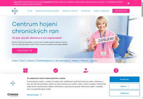 Zobrazit webové stránky Centrum hojení chronických ran EUC Kliniky Plzeň -  MUDr. Štěpánka Pavcová